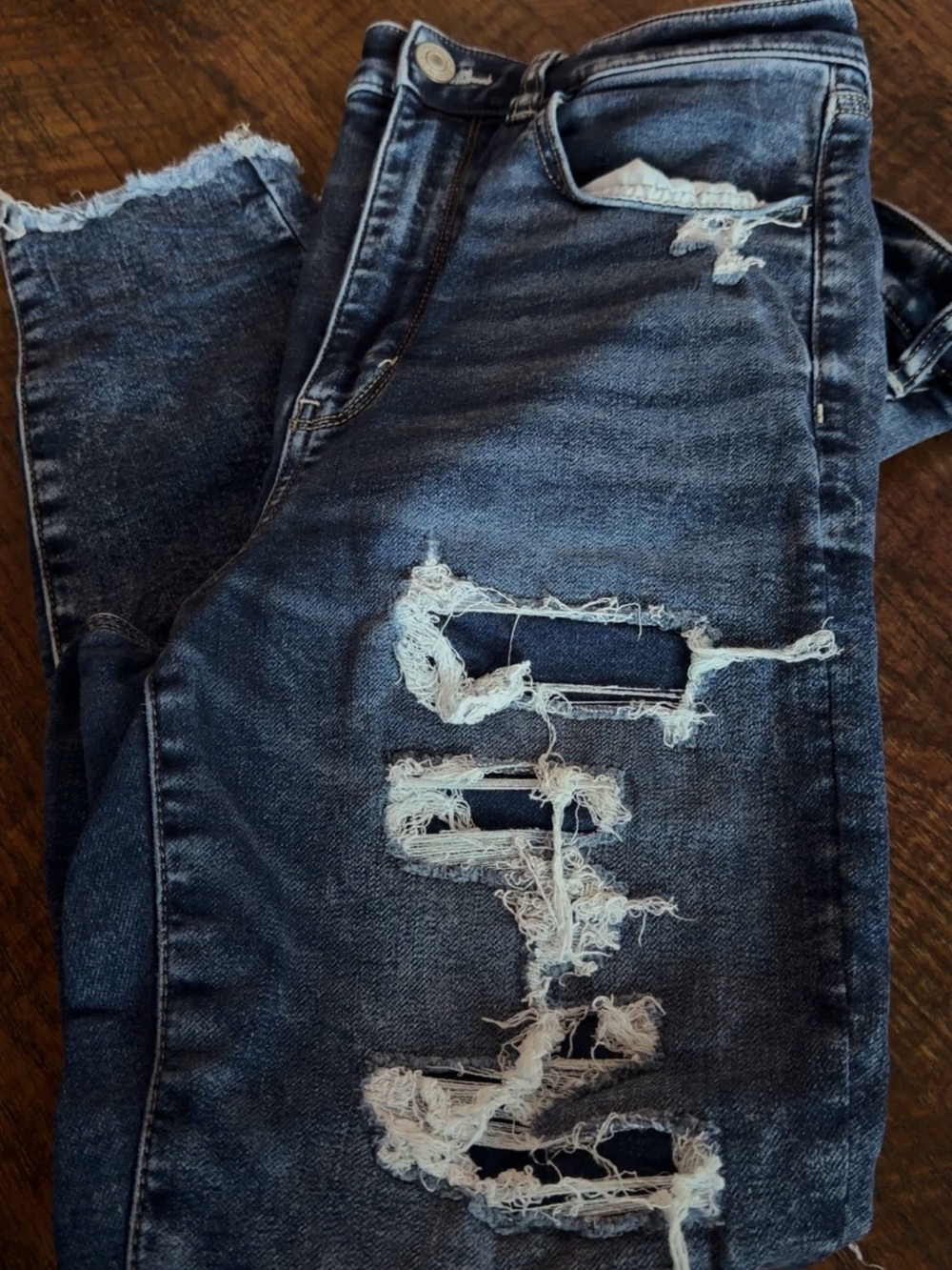 American Eagle Outfitters Distressed Dark Blue Jeggings